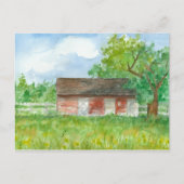 Red Barn Waterverf Landschapskunst Briefkaart (Voorkant)
