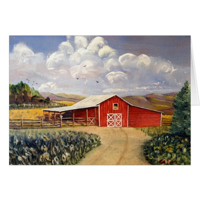 Red Barn West Virginia Boerderij Fine Art Painting (Voorkant Horizontaal)