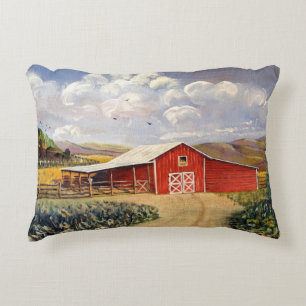 Red Barn West Virginia Boerderij Fine Art Painting Accent Kussen