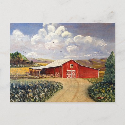 Red Barn West Virginia Boerderij Fine Art Painting Briefkaart (Voorkant)