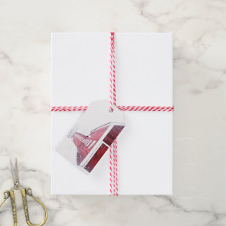Red Barn White Snow Gift Label Cadeaulabel