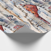 Red Barn Winter op het Boerderij Cadeaupapier (Hoek)