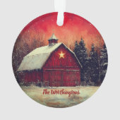 Red Barn with Star and Trees Farmhouse Monogram Ornament (achterkant)