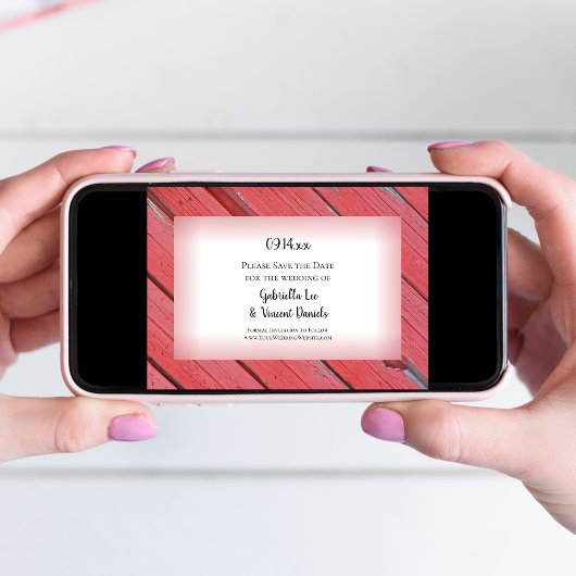 Red Barn Wood Country Weddenschap Save the Date