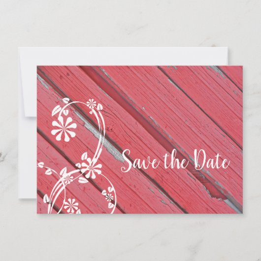 Red Barn Wood Country Weddenschap Save the Date (Voorkant)