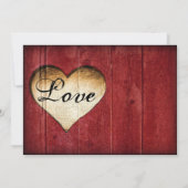 Red Barn Wood Heart Country Wedding Invitations Kaart (Achterkant)