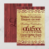 Red Barn Wood  Paper Wedding Invitations Kaart (Voorkant / Achterkant)