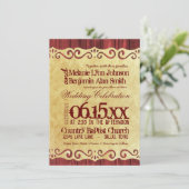 Red Barn Wood  Paper Wedding Invitations Kaart (Staand voorkant)