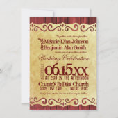 Red Barn Wood  Paper Wedding Invitations Kaart (Voorkant)