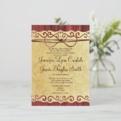 Red Barn Wood  Paper Wedding Invitations Kaart (Staand voorkant)
