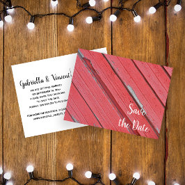 Red Barn Wood Ranch Wedding Save the Date Aankondigingskaart