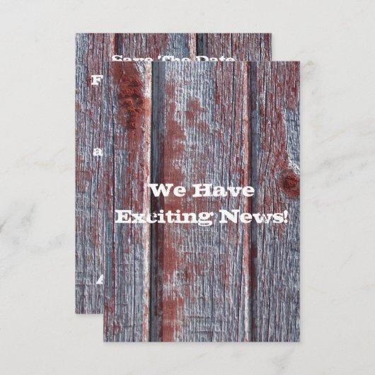 Red Barn Wood Rustic Save the Date (Voorkant / Achterkant)