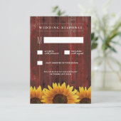 Red Barn Wood Rustieke Zonnebloem Bruiloft RSVP Ka (Staand voorkant)