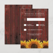 Red Barn Wood Rustieke Zonnebloem Bruiloft RSVP Ka (Voorkant / Achterkant)