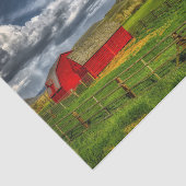 Red Barns Green Grass Field Squaw Mountain, WA Tissuepapier (Detail)