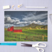 Red Barns Green Grass Field Squaw Mountain, WA Tissuepapier (Craft)