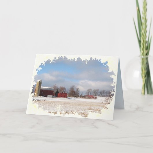 Red Barns Kerstmis Feestdagen Kaart (Voorkant)