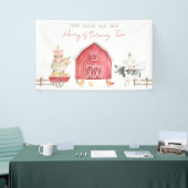 Red Barnyard Animals Kinderverjaardagsfeestje Spandoek (Beurs)