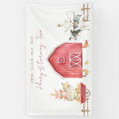 Red Barnyard Animals Kinderverjaardagsfeestje Spandoek (Verticaal)