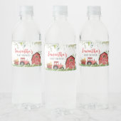Red Barnyard Boerderij Baby shower Waterfles Etiket (Flessen)