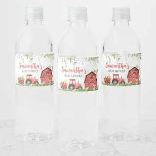 Red Barnyard Boerderij Baby shower Waterfles Etiket