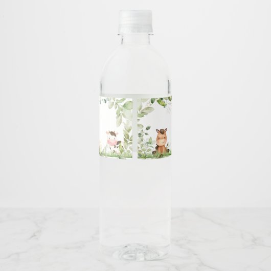 Red Barnyard Boerderij Baby shower Waterfles Etiket (Achterkant)