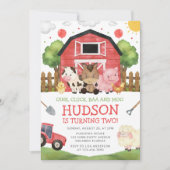 Red Barnyard Farm Birthday Invitation Kaart (Voorkant)