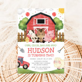 Red Barnyard Farm Birthday Invitation Kaart
