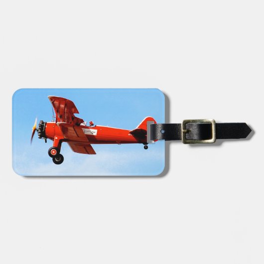 Red Baron Bi Plane Bagagelabel (Voorkant horizontaal)