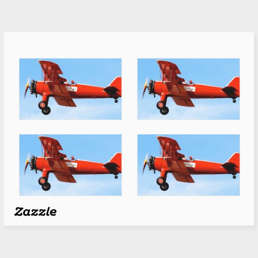 Red Baron Bi Plane Rechthoekige Sticker (Vel)
