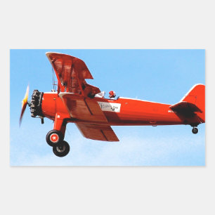 Red Baron Bi Plane Rechthoekige Sticker