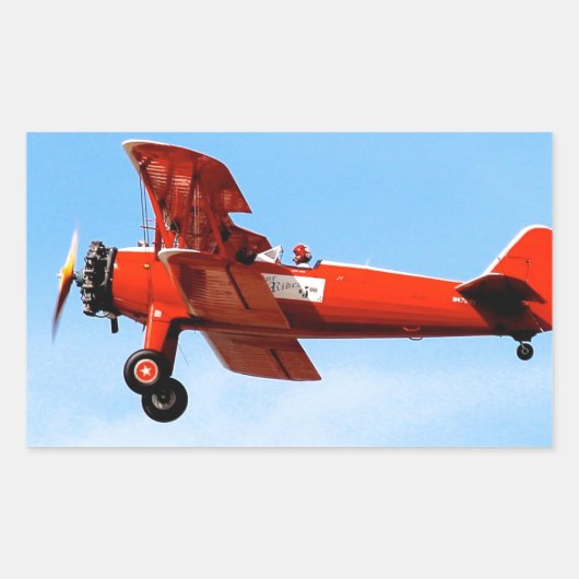 Red Baron Bi Plane Rechthoekige Sticker (Voorkant)