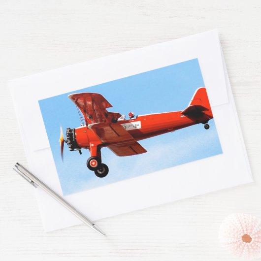 Red Baron Bi Plane Rechthoekige Sticker (Envelop)