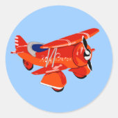 Red Baron Biplane Ronde Sticker (Voorkant)