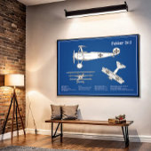 Red Baron Fokker DR1 - Vliegtuigblauwdruk ABD Poster