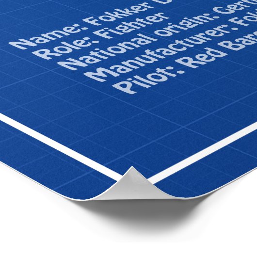 Red Baron Fokker DR1 - Vliegtuigblauwdruk ABD Poster (Hoek)