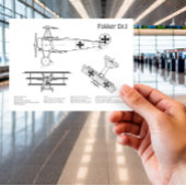 Red Baron Fokker DR1 - Vliegtuigblauwdruk BD Briefkaart