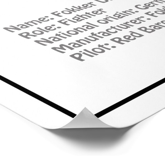 Red Baron Fokker DR1 - Vliegtuigblauwdruk BD Poster (Hoek)