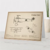 Red Baron Fokker Dr.1 - Vliegtuigblauwdruk SD Bedankkaart (Voorkant)