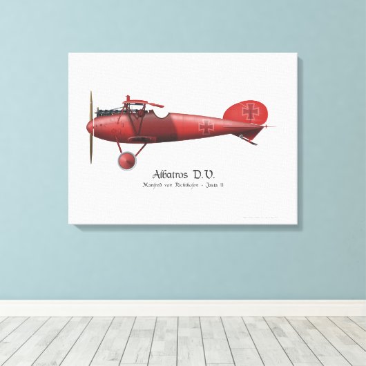 Red Baron Manfred von Richthofen German Flying Ace Canvas Afdruk (Insitu (Houten vloer))