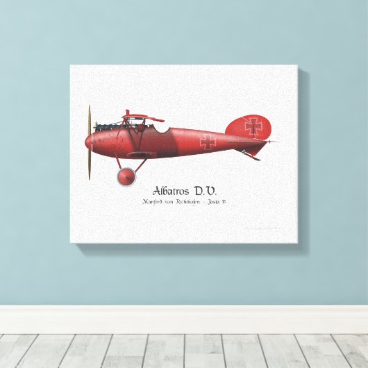Red Baron Manfred von Richthofen German Flying Ace Canvas Afdruk (Insitu (Houten vloer))