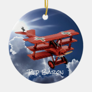 Red Baron's Fokker Triplane Keramisch Ornament