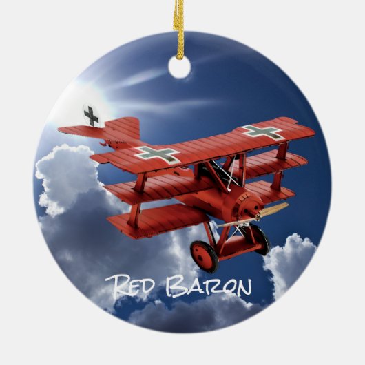 Red Baron's Fokker Triplane Keramisch Ornament (Achterkant)