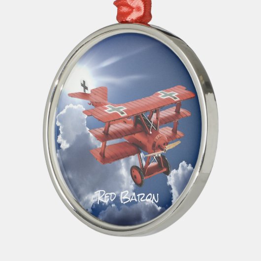 Red Baron's Fokker Triplane Metalen Ornament (Links)