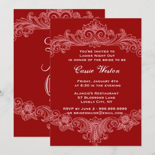 Red Baroque Damight Out Kaart (Voorkant / Achterkant)