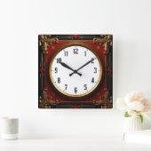 Red Baroque Vierkante Klok (Huis)