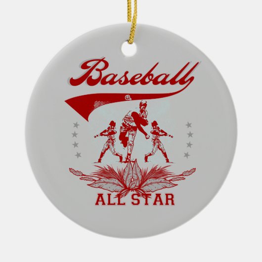 Red Baseball All Star T-shirts en cadeautjes Keramisch Ornament (Voorkant)