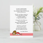Red Baseball Baby shower Dank u wel, gedicht Bedankkaart (Staand voorkant)