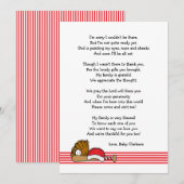 Red Baseball Baby shower Dank u wel, gedicht Bedankkaart (Voorkant / Achterkant)