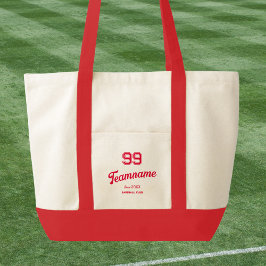 Red Baseball Club Aangepast spelersnummer & Teamna Tote Bag